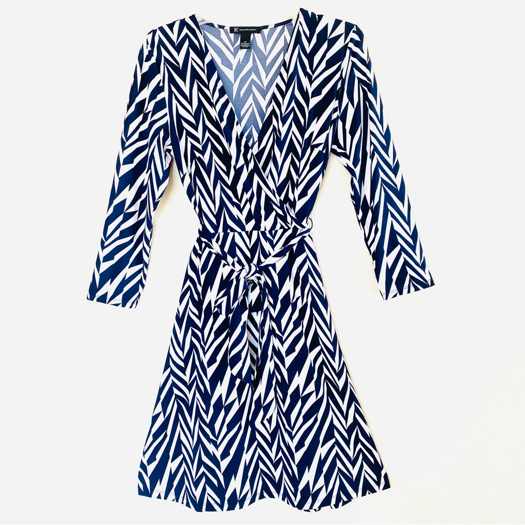 Inc International Concepts By Macy’s | Navy + White Printed Wrap Dress |